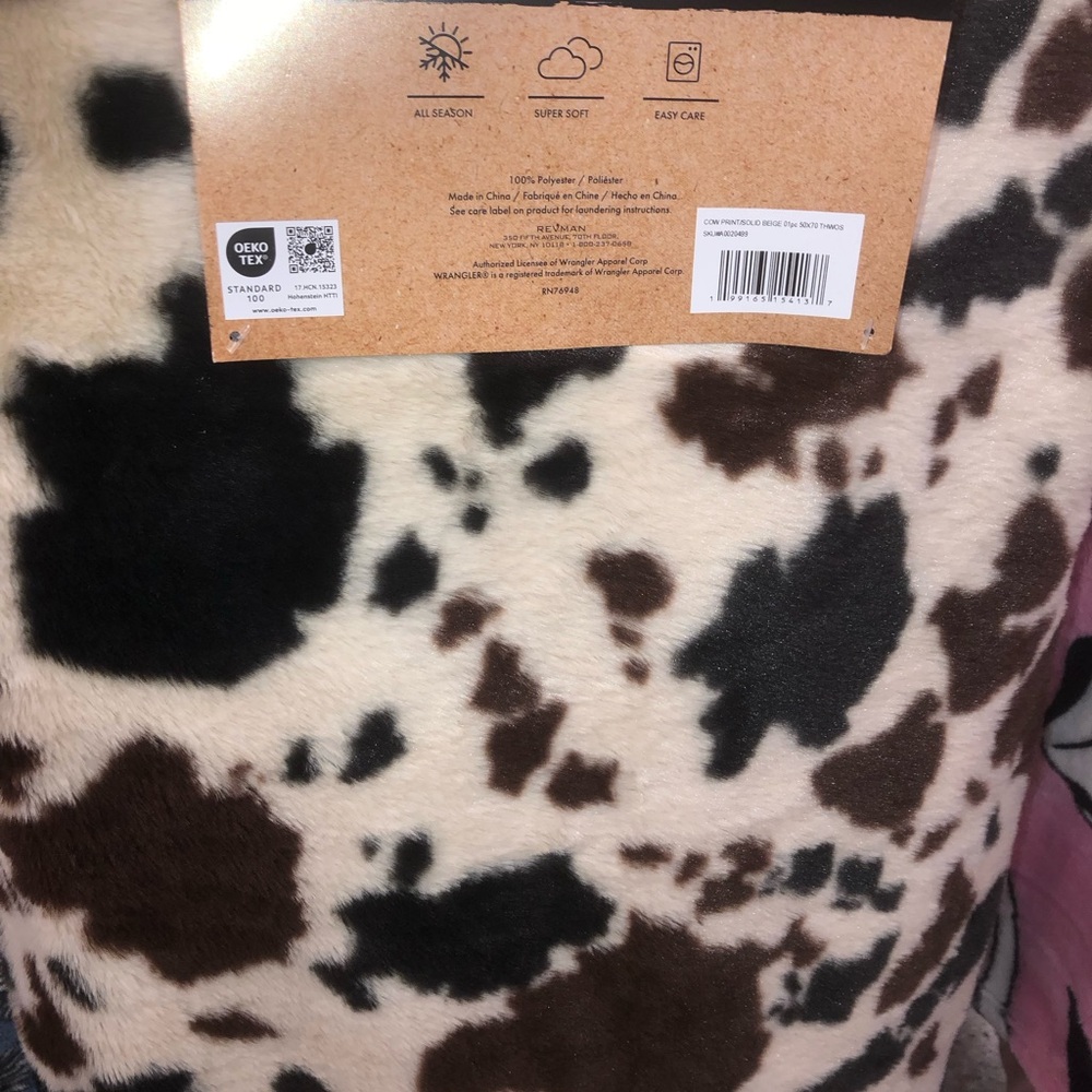 🖤 Wrangler Cow print Faux Fur Micro Mink Throw Blanket 🖤 Viral